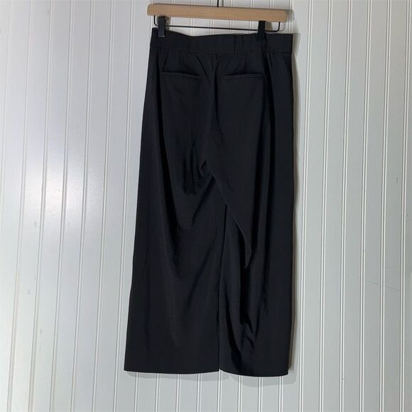 Athleta Tribeca Women's Black Wide Leg Crop Side Snaps Pants 2 Workwear Comfort - Picture 2 of 8